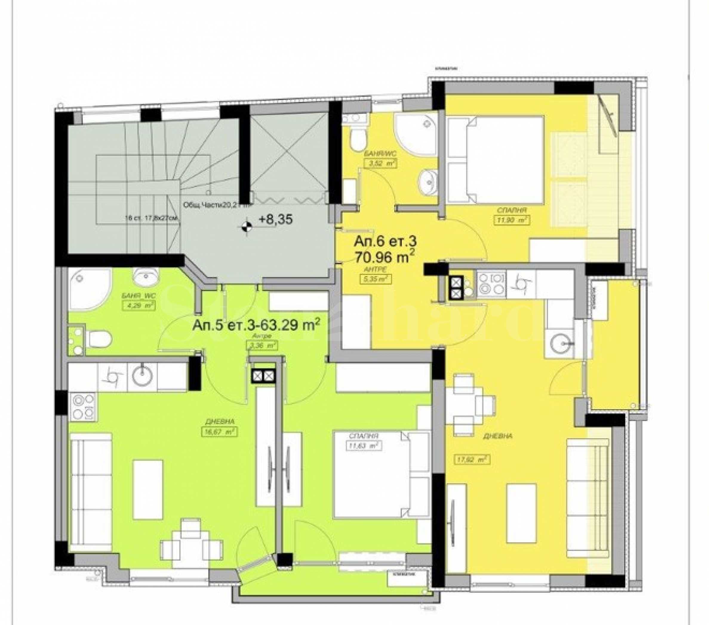 Apartments in two new buildings in 