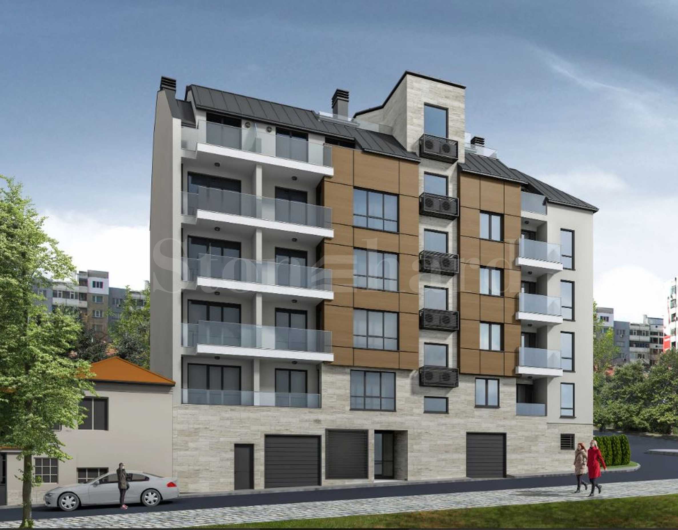 Apartments in a new building with modern architecture in the 