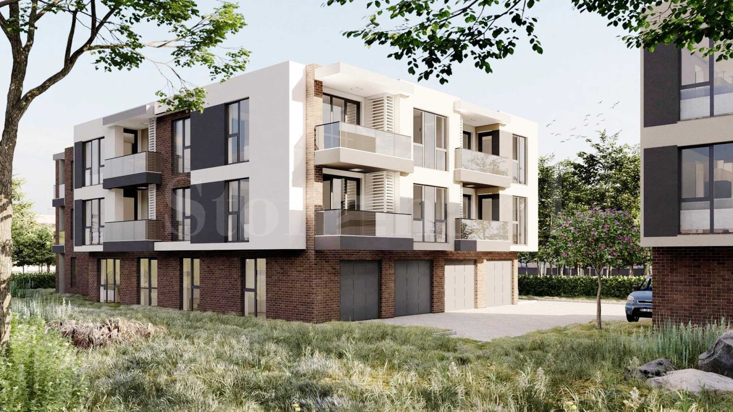 Apartments in a new complex of small buildings in the 