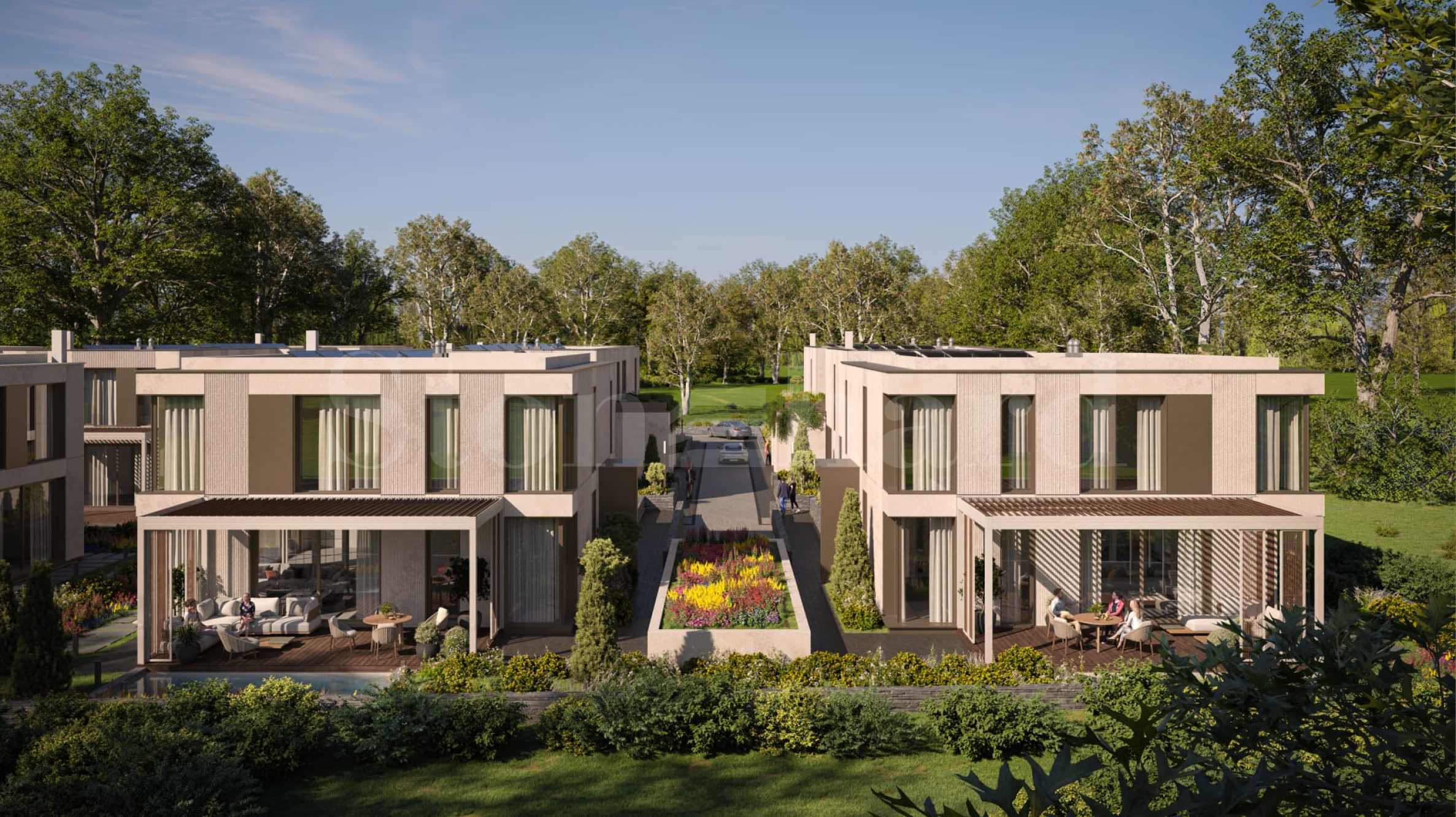 Single-family and two-family houses in a modern complex in the 