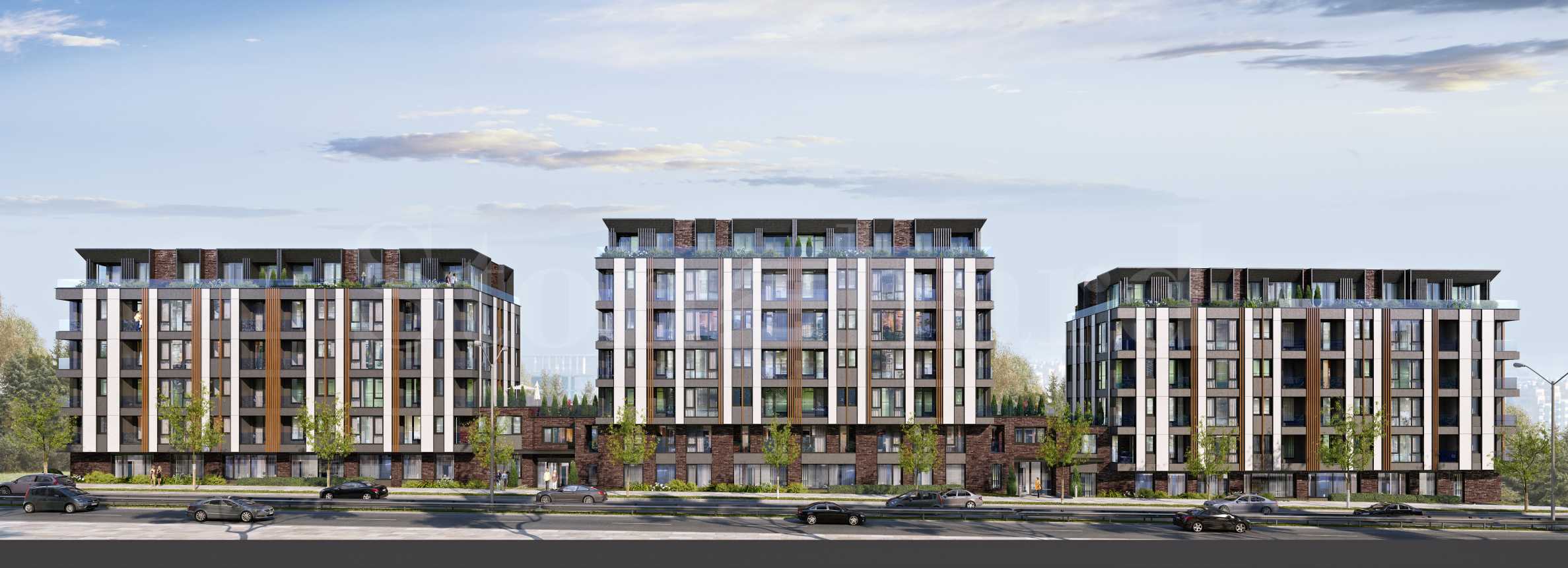 A new residential project of three buildings with different types of apartments in the 