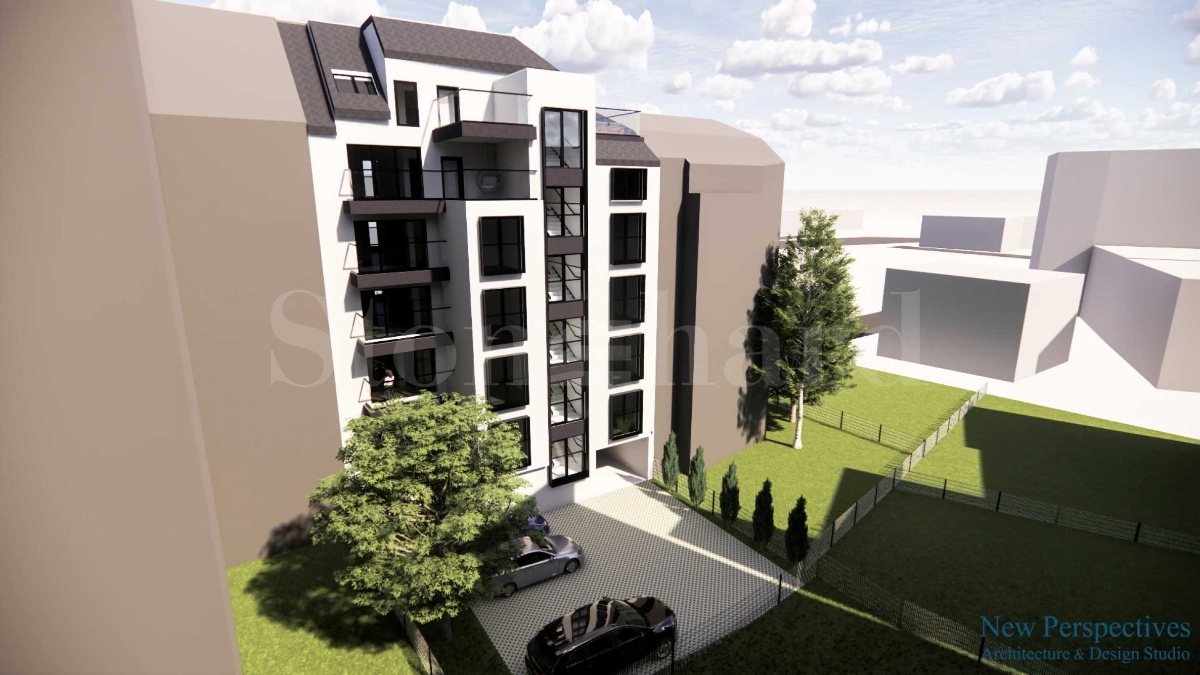 Newly constructed building with various types of apartments in the 