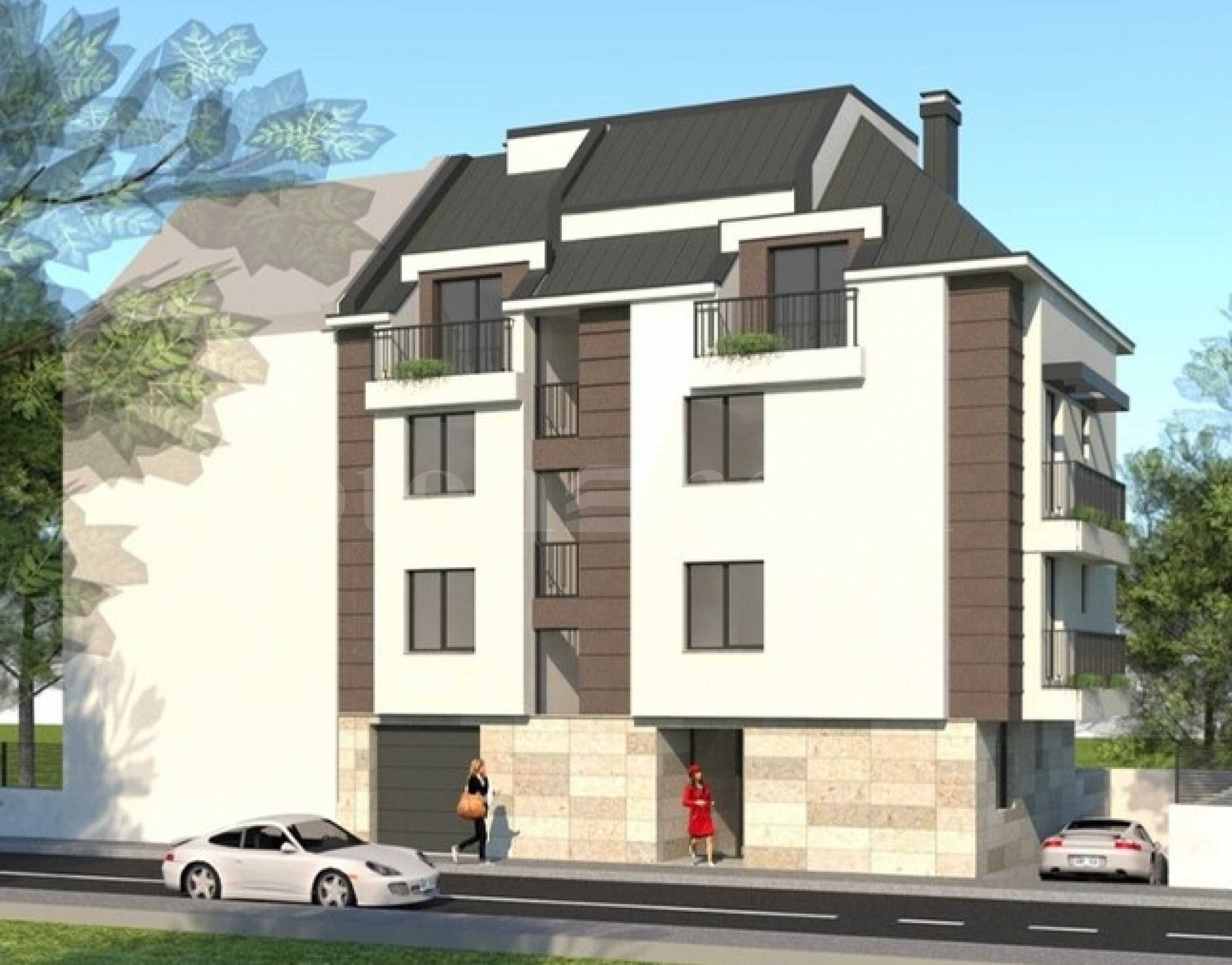 New building with various types of apartments for sale in the 