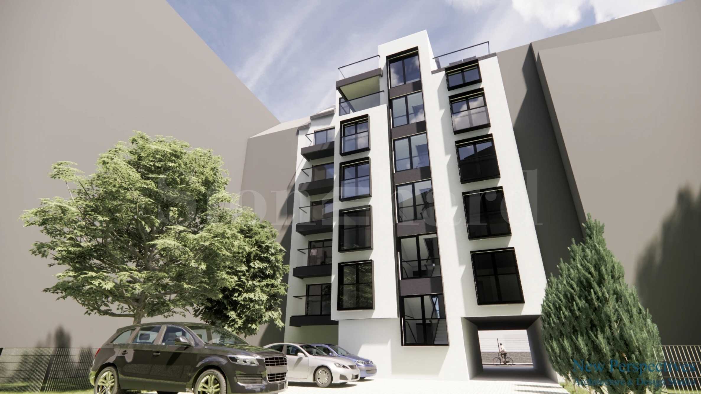 Newly constructed building with various types of apartments in the 