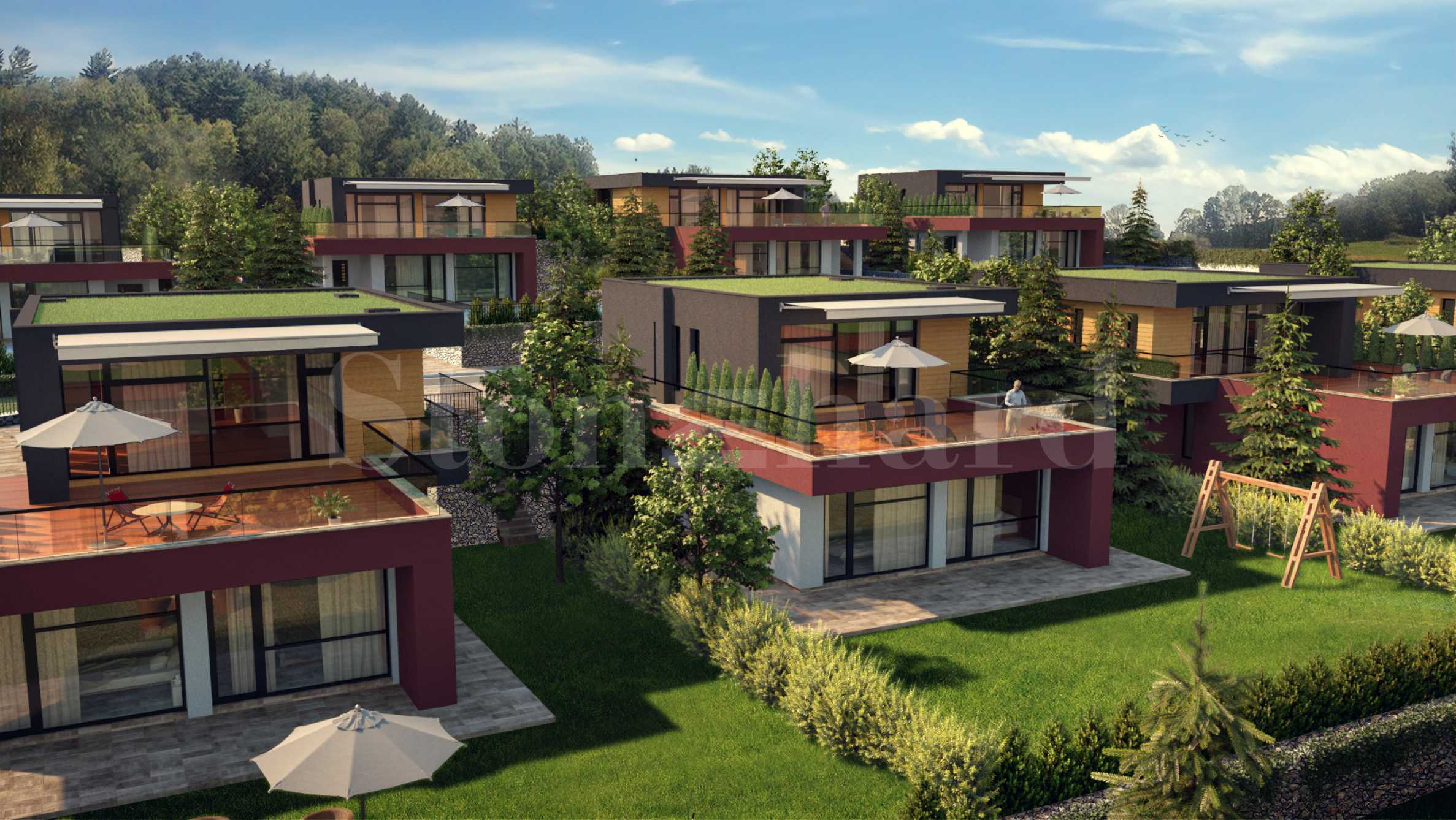 Family houses with landscaped yards and swimming pool in a new complex in Pernik1 - Stonehard