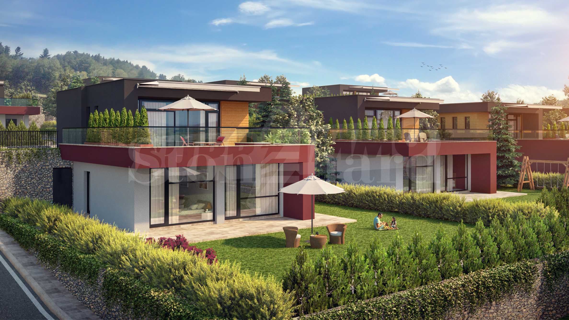 Family houses with landscaped yards and swimming pool in a new complex in Pernik2 - Stonehard