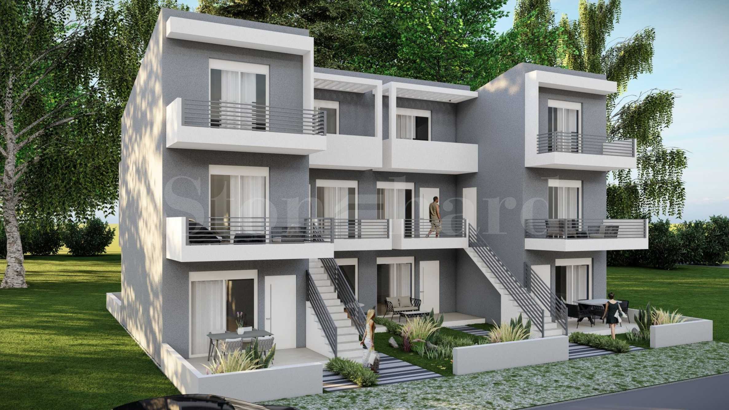 Two-bedroom apartments in a new complex, just 250 m from the beach in Paralia Ofrinio2 - Stonehard