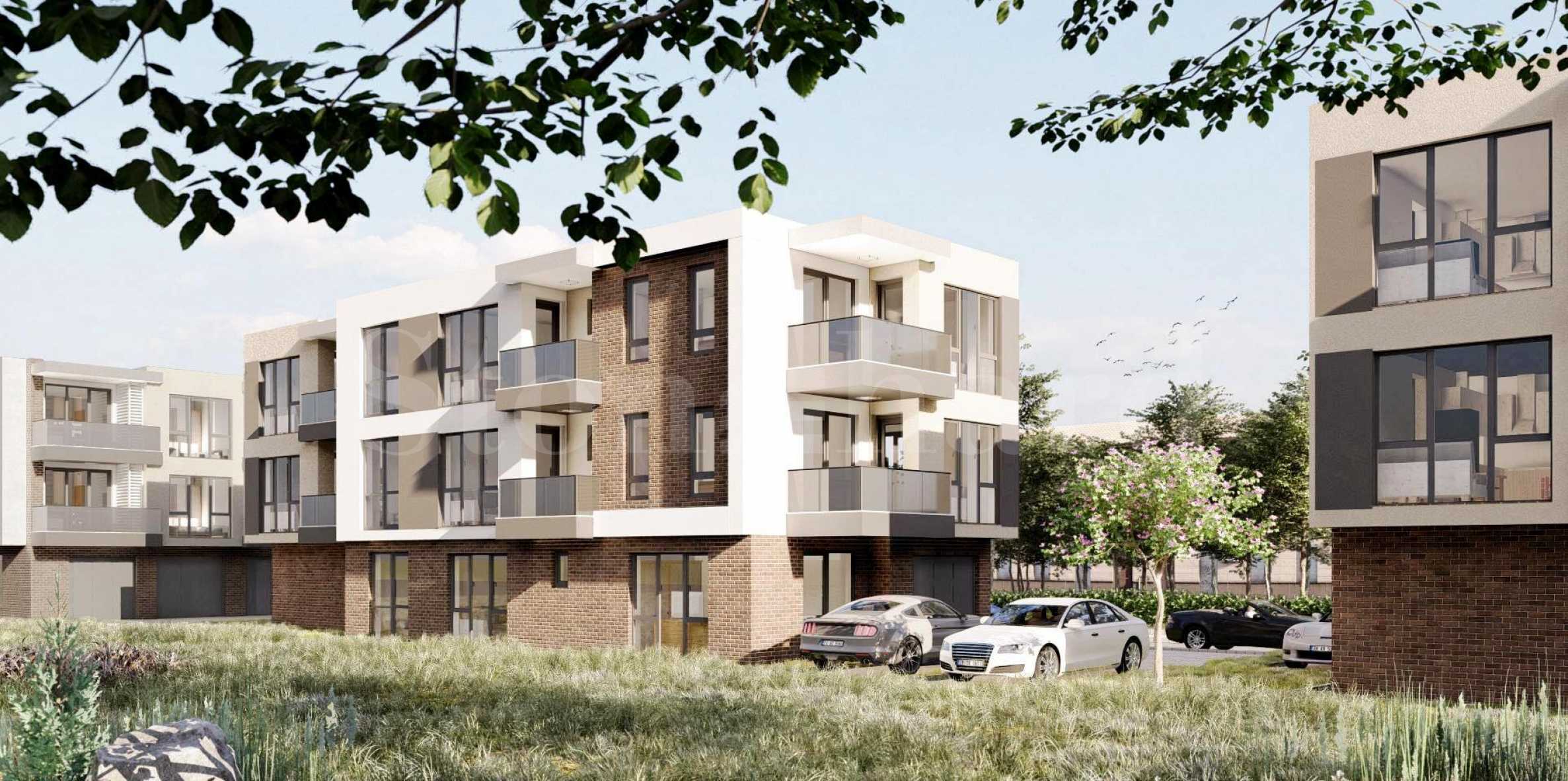 Apartments in a new complex of small buildings in the 