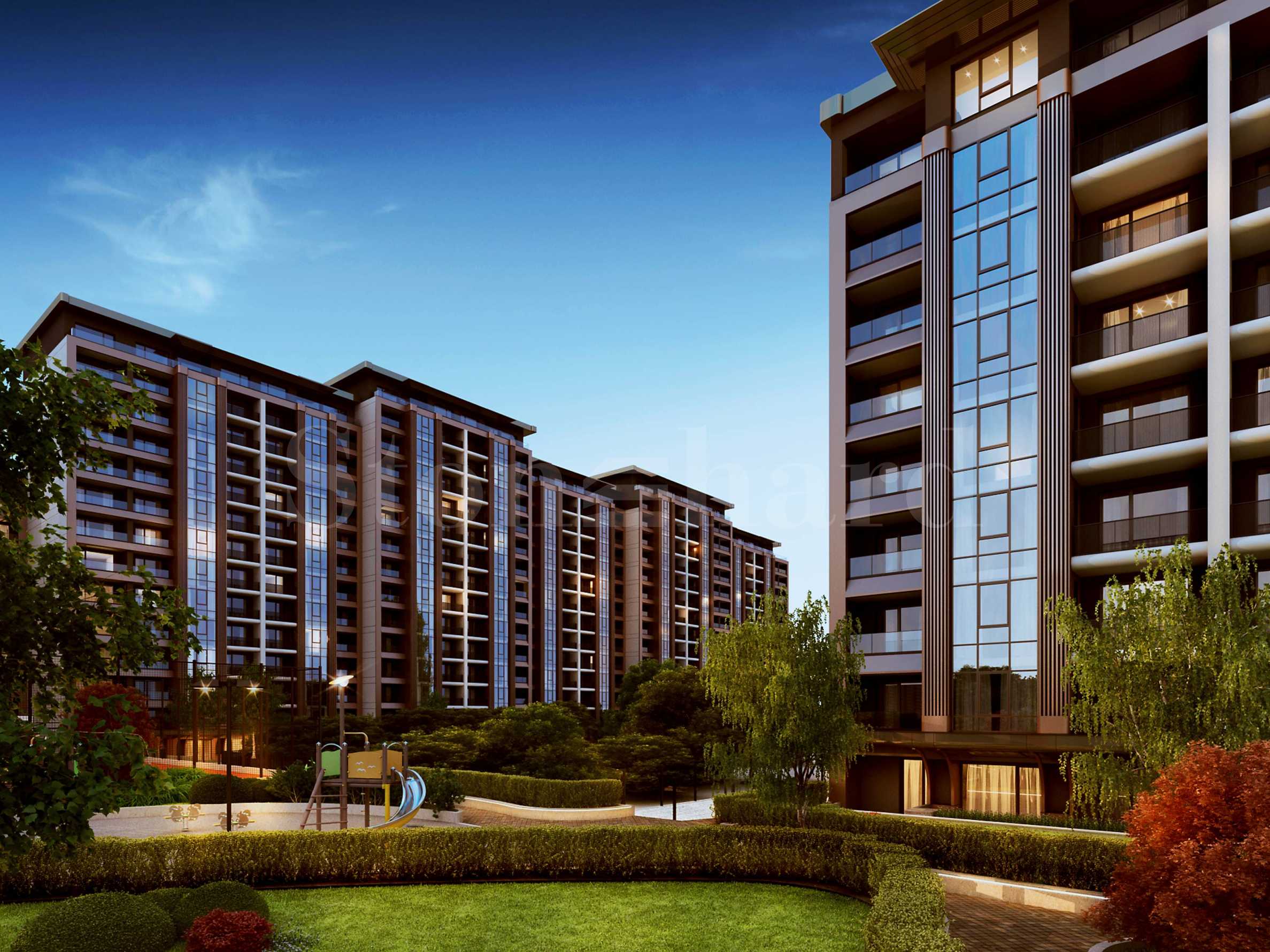 Apartments in a new, modern gated residential complex in the 